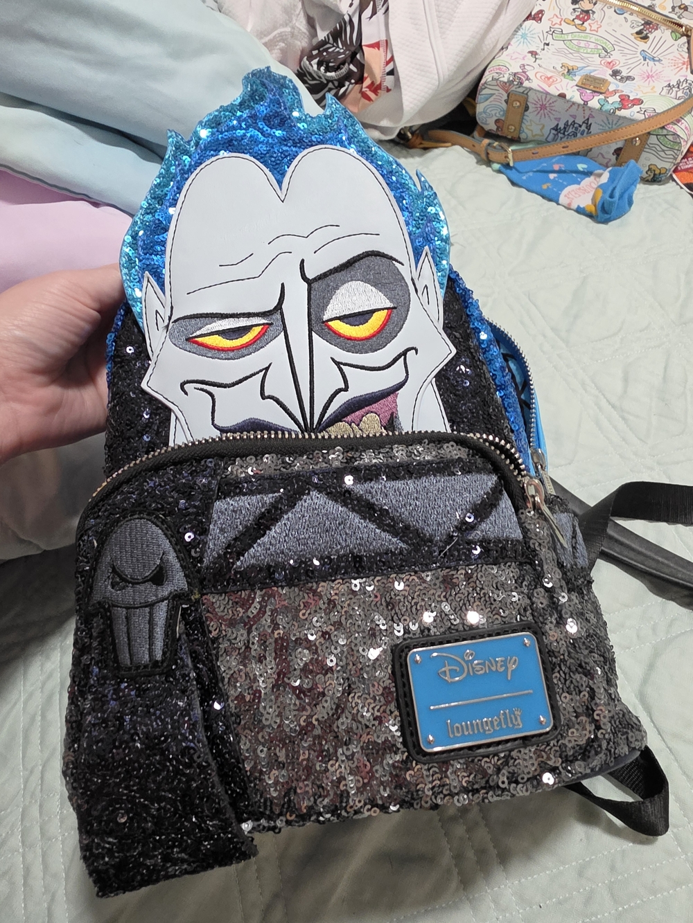 Disney Loungefly Hades Sequin Mini Backpack - Black & Blue